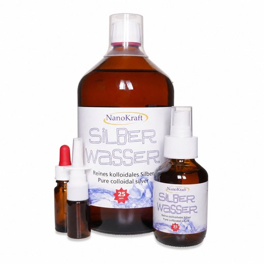 Kolloidales Silber 25 ppm Komplett-Set 1000 ml von NanoKraft – Braunglasflasche mit Messbecher, Sprühflasche und E-Book, Made in Austria Kolloidales Silber 25 ppm Komplett-Set 1000 ml von NanoKraft – Braunglasflasche mit Messbecher, Sprühflasche und E-Book, Made in Austria
