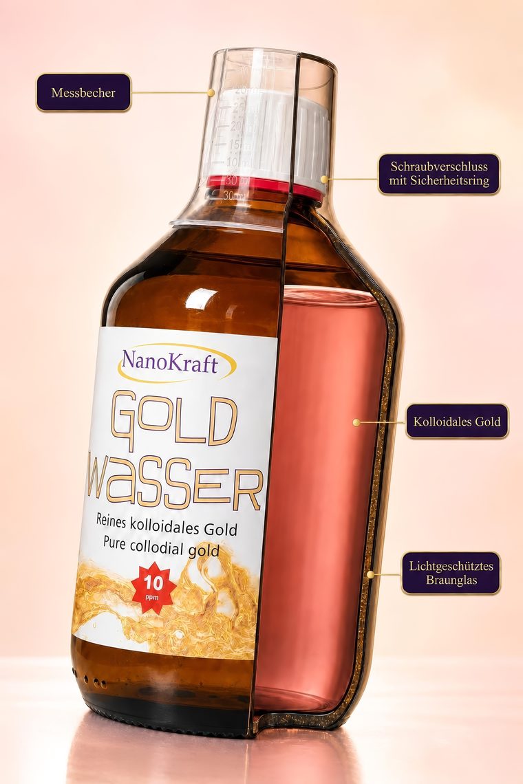 Kolloidales Gold 10 ppm – laborgeprüft, 99,99 % Reingold, Made in Austria